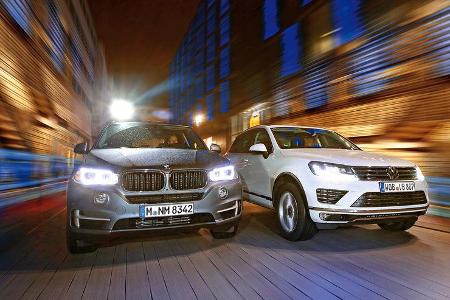 BMW X5 xDRIVE 3.0d, VW Touareg V6 TDI, Frontansicht