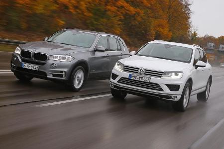 BMW X5 xDRIVE 3.0d, VW Touareg V6 TDI, Frontansicht