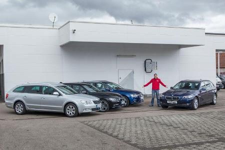 Audi A4 Avant 2.0 TDI, BMW 318d Touring, Skoda Superb Combi 2.0 TDI, Frontansicht