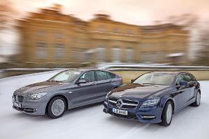 BMW 520d GT, Mercedes CLS 250 CDI SB, Frontansicht