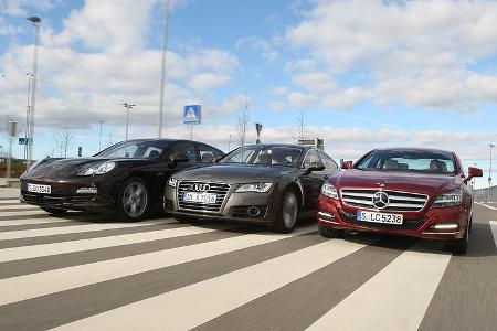 03/11 aumospo 07/2011 Mercedes CLS 350, Audi A7 3.0 TFSI Quattro, Porsche Panamera