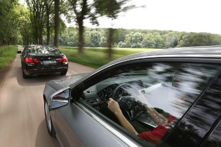 BMW 520d, Mercedes E 220 CDI, Heckansicht