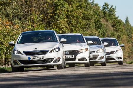 Honda Civic, Nissan Pulsar, Opel Astra, Peugeot 308