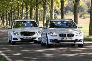 BMW 520d Touring, Mercedes E 220 Bluetec T, Frontansicht