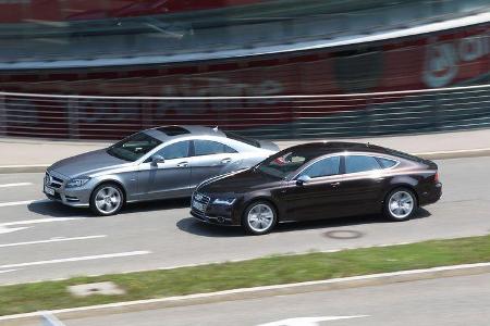 Audi S7 Sportback, Mercedes CLS 500 4matic, Seitenansicht