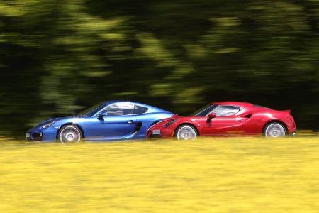 Alfa Romeo 4C, Porsche Cayman S, Seitenansicht