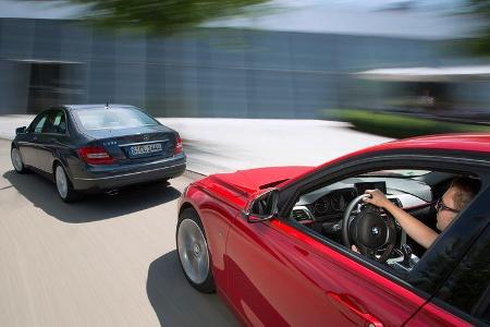 BMW 320i, Mercedes C 200, Heckansicht
