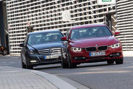 BMW 320i, Mercedes C 200, Frontansicht