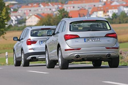 Audi Q5 2.0 TFSI Quattro, BMW X3 x-Drive 28i, Heckansicht