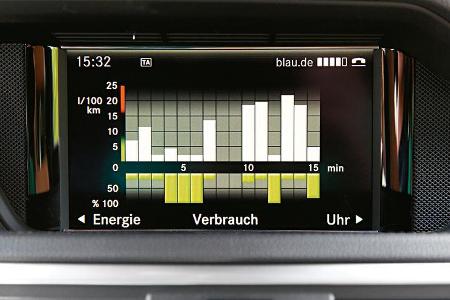 Mercedes E 300 T Bluetec Hybrid, Display, Verbrauch