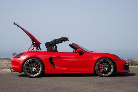 Porsche Boxster Spyder, Seitenansicht, Verdeck schliet