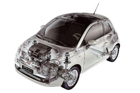 Röntgenblick in den Fiat 500.