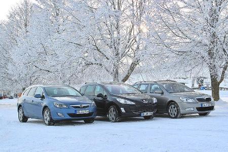 Skoda Octavia Combi 2.0 TDI Elegance, Peugeot 308 SW HDi FAP 140 Platinum, Opel Astra Sports Tourer 2.0 CDTi Sport