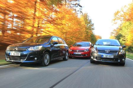 VW Golf, Citroen C4, Toyota Auris