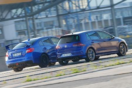 Subaru WRX STI, VW Golf, Seitenansicht