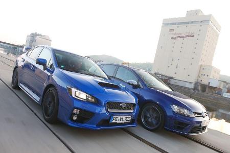Subaru WRX STI, VW Golf, Frontansicht