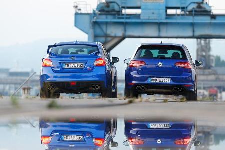 Subaru WRX STI, VW Golf, Heckansicht