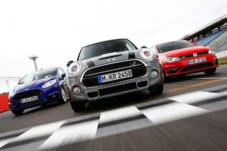 VW Polo GTI, Ford Fiesta ST, Mini Cooper S, Frontansicht