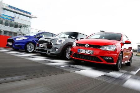 VW Polo GTI, Ford Fiesta ST, Mini Cooper S, Frontansicht