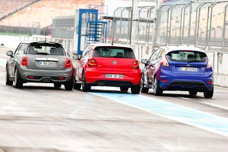 VW Polo GTI, Ford Fiesta ST, Mini Cooper S, Heckansicht