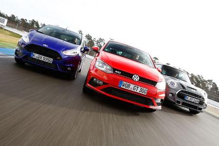 VW Polo GTI, Ford Fiesta ST, Mini Cooper S, Frontansicht