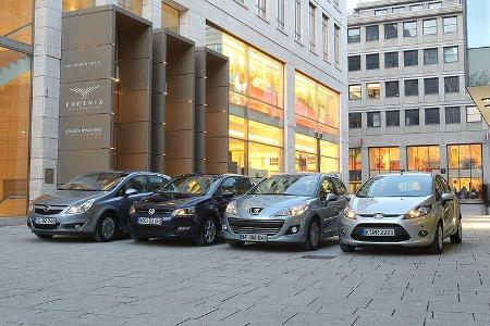 Peugeot 207, Ford Fiesta, VW Polo und Opel Corsa gehen in die Startaufstellung. Besonders im Visier steht der Kraftstoff-Ver...