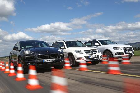Audi Q5, Mercedes GLK, Porsche Macan, Frontansicht