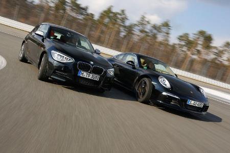 Porsche 911 Carrera 4, BMW M135i xDrive, Frontansicht