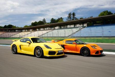 Porsche Cayman GT4, Lotus Exige S, Seitenansicht