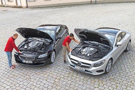 BMW 650i Coupé, Mercedes S 500 4Matic Coupé, Motoren