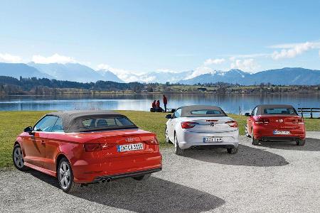 Audi A3 Cabrio, Opel Cascada, VW Golf Cabrio, Heckansicht