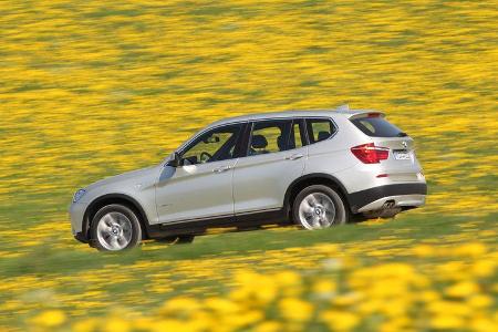 BMW X3 x-Drive 30d, Seitenansicht, Wiese, Überlandfahrt