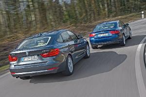Audi A5 Sportback 2.0 TDI Quattro, BMW 320d GT xDrive, Heckansicht