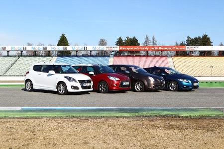 Alfa Romeo Mito 1.4 TB 16V Super, Citron DS3 THP 155 Sport Chic, Honda CR-Z Sport, Suzuki Swift 1.6 Sport, Seitenansicht