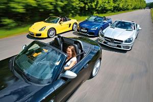 Audi TT Roadster, BMW Z4, Mercedes SLK, Porsche Boxster, Frontansicht