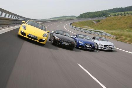 Audi TT Roadster, BMW Z4, Mercedes SLK, Porsche Boxster, Frontansicht