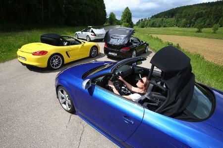 Audi TT Roadster, BMW Z4, Mercedes SLK, Porsche Boxster, Heckansicht