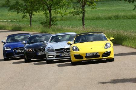 Audi TT Roadster, BMW Z4, Mercedes SLK, Porsche Boxster, Frontansicht