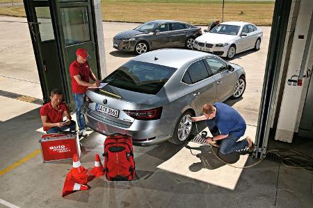 BMW 520d, Ford Mondeo 2.0 TDCI, Skoda Superb 2.0 TDI, Prüfung