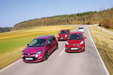 VW Up 1.0, Kia Picanto 1.2, Renault Twingo 1.2, Fiat Panda 0.9 Twinair, Front