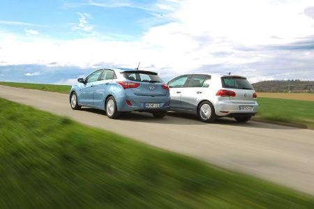 Hyundai i30 1.6 CRDi, VW Golf 1.6 TDI, Heck