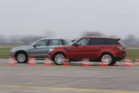 BMW X5 xDrive 30d, Range Rover Sport SDV6, Seitenansicht