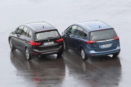 BMW 218d Gran Tourer, Opel Zafira Tourer 1.6 CDTI, Heckansicht