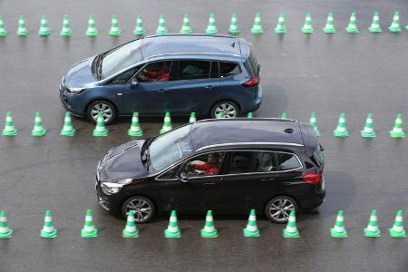 BMW 218d Gran Tourer, Opel Zafira Tourer 1.6 CDTI, Draufsicht