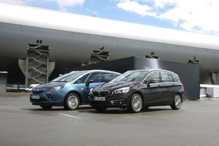 BMW 218d Gran Tourer, Opel Zafira Tourer 1.6 CDTI, Seitenansicht