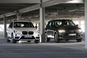 BMW X1 xDrive 20d, VW Tiguan 2.0 TDI 4Motion, Frontansicht
