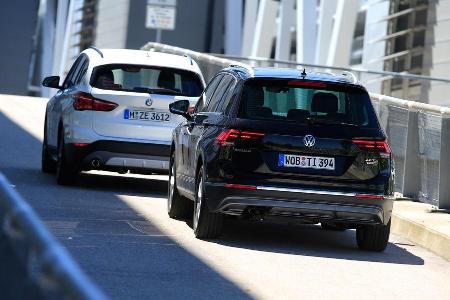 BMW X1 xDrive 20d, VW Tiguan 2.0 TDI 4Motion, Heckansicht