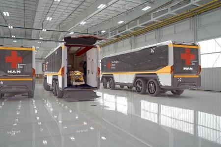 Flexibles humanitäres Fahrzeugkonzept flexHVC – MAN Bus 8x8 für Krisengebiete