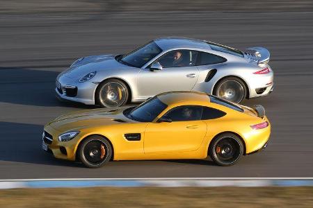 Mercedes-AMG GT S, Porsche 911 Turbo, Seitenansicht
