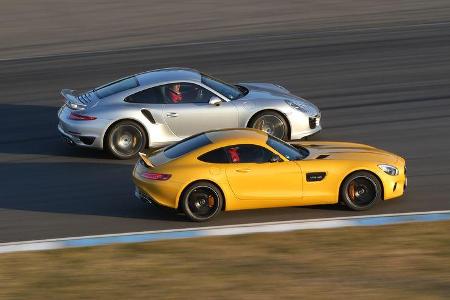 Mercedes-AMG GT S, Porsche 911 Turbo, Seitenansicht